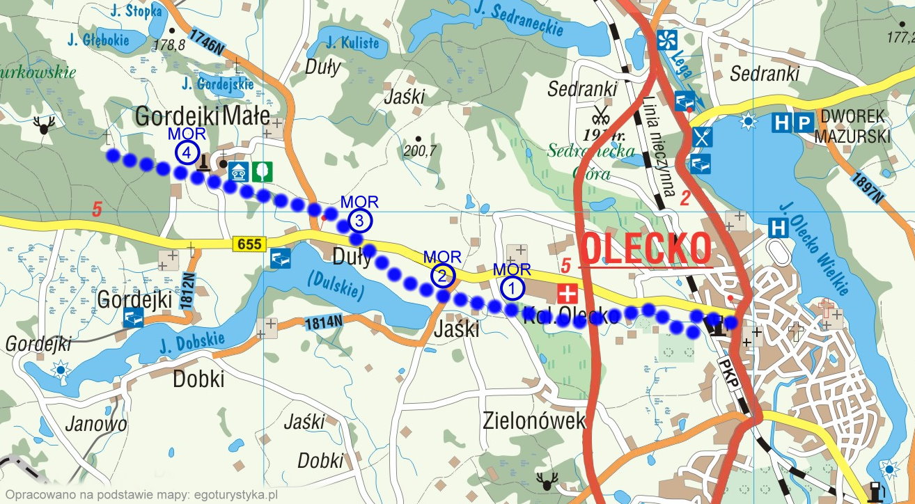 Mapa z przebiegiem trasy